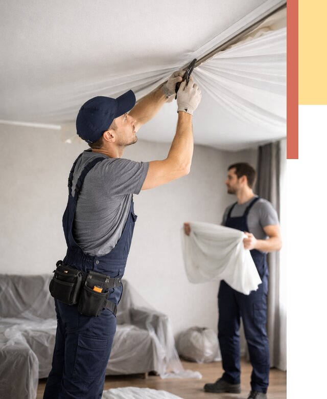 Демонтаж натяжного потолка в Малоярославце от 4654 руб. — снятие и разбор под ключ | ОТДЕЛОЧНИК-Млр