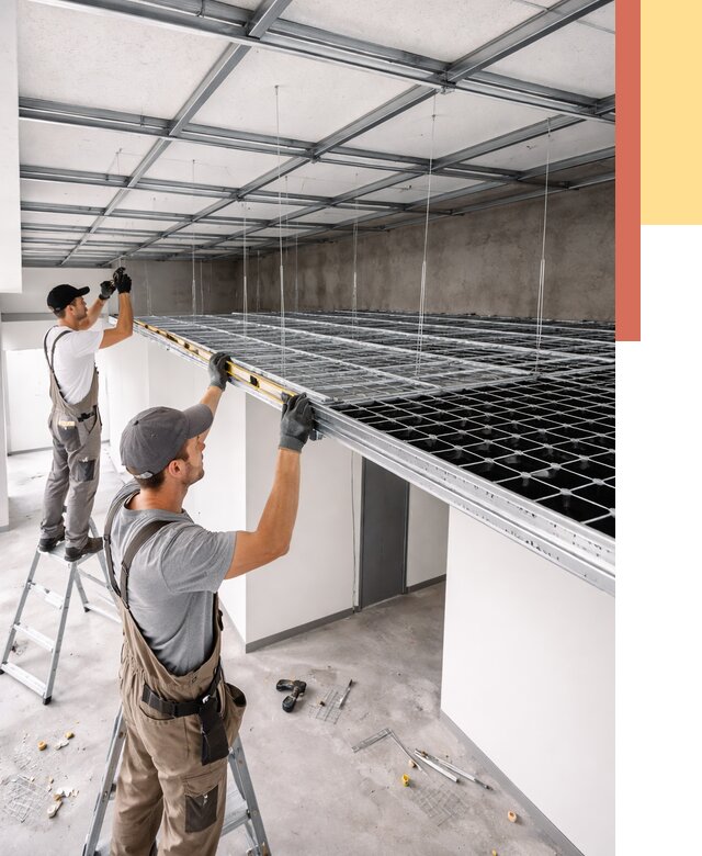 Монтаж потолка грильято в Малоярославце от 465 руб./м² — быстрая сборка под ключ | ОТДЕЛОЧНИК-Млр