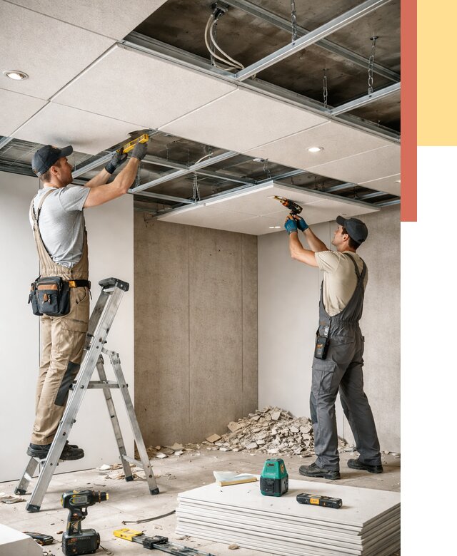 Монтаж акустического потолка в Малоярославце от 6722 руб/м2 — быстро и недорого | ОТДЕЛОЧНИК-Млр