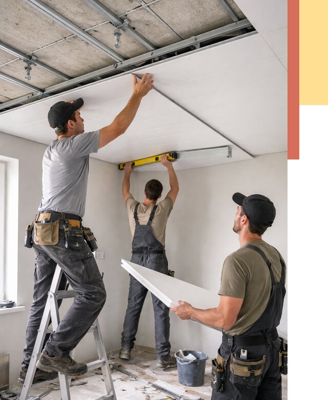 Монтаж потолка из ПВХ панелей в Малоярославце от 3620 руб./м2 — быстро и недорого | ОТДЕЛОЧНИК-Млр