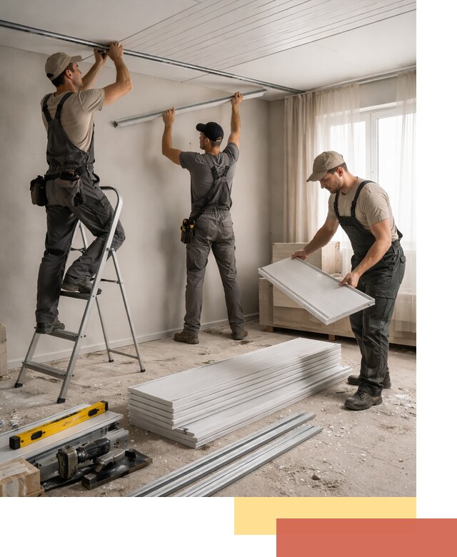 Монтаж потолка из ПВХ панелей в Малоярославце оперативно и качественно