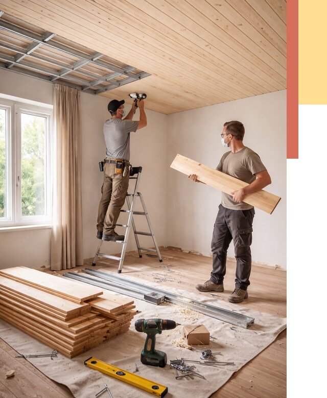 Монтаж потолка из вагонки в Малоярославце от 6722 руб. | Быстро и недорого — ОТДЕЛОЧНИК-Млр