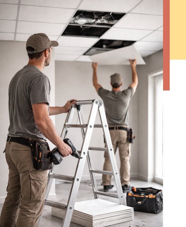 Обслуживание подвесного потолка в Малоярославце от 3620 руб. — быстро и недорого | ОТДЕЛОЧНИК-Млр