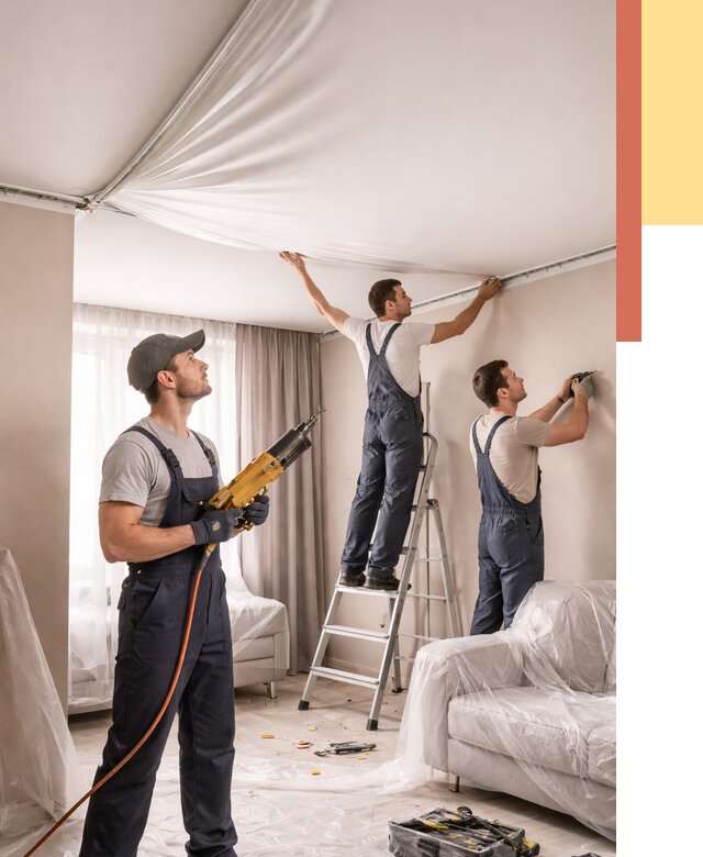 Установка натяжного потолка в Малоярославце от 4654 руб. | Быстро и недорого — ОТДЕЛОЧНИК-Млр