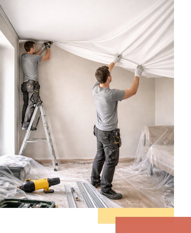 Монтаж тканевого натяжного потолка в Малоярославце недорого и быстро