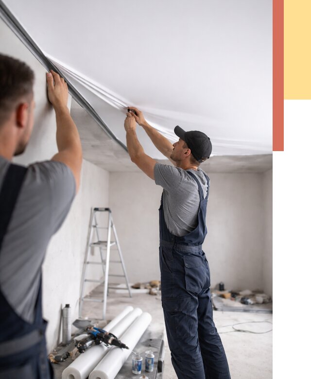 Монтаж матового натяжного потолка в Малоярославце от 4654 руб./м² — быстро и недорого | ОТДЕЛОЧНИК-Млр