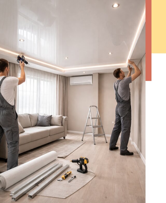 Монтаж глянцевого натяжного потолка в Малоярославце от 776 руб. под ключ | ОТДЕЛОЧНИК-Млр