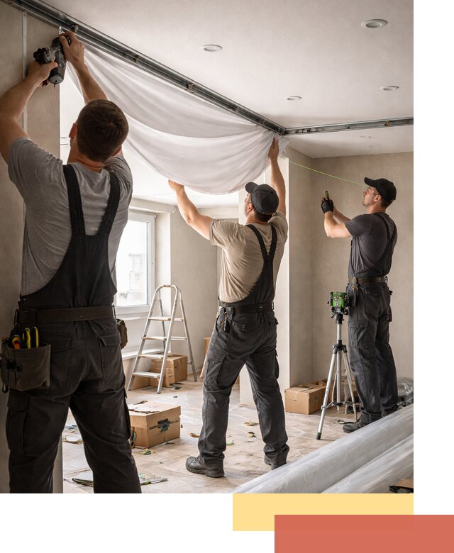 Монтаж парящего натяжного потолка под ключ в Малоярославце