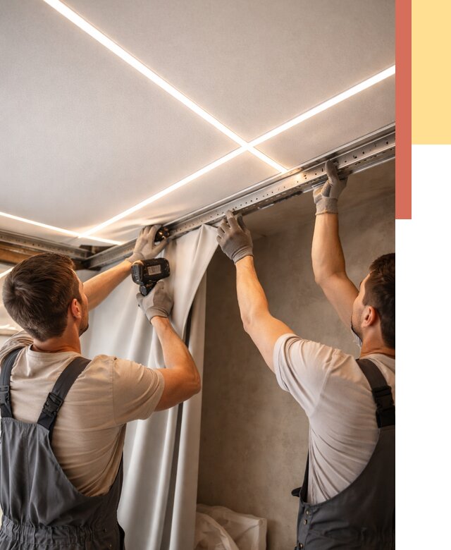 Монтаж натяжного потолка со световыми линиями в Малоярославце от 1241 руб. | ОТДЕЛОЧНИК-Млр