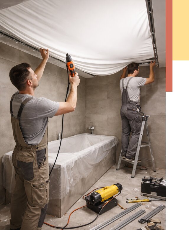 Монтаж натяжного потолка в ванной в Малоярославце от 1241 руб. под ключ | ОТДЕЛОЧНИК-Млр