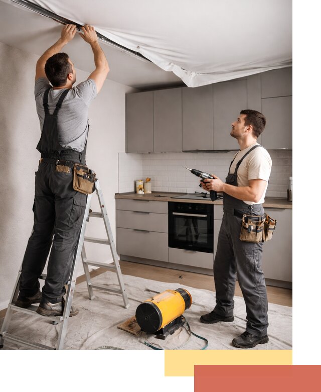 Монтаж натяжного потолка на кухне в Малоярославце