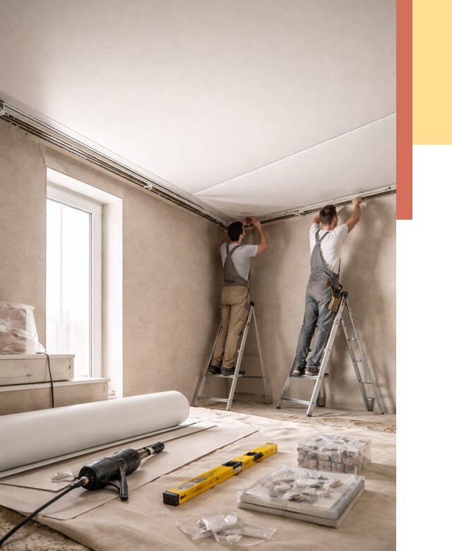 Монтаж натяжного потолка в спальне в Малоярославце от 3930 руб. под ключ | ОТДЕЛОЧНИК-Млр