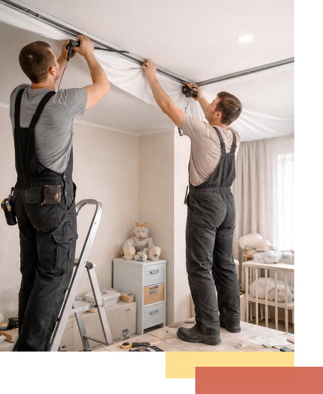 Монтаж натяжного потолка в детской комнате в Малоярославце