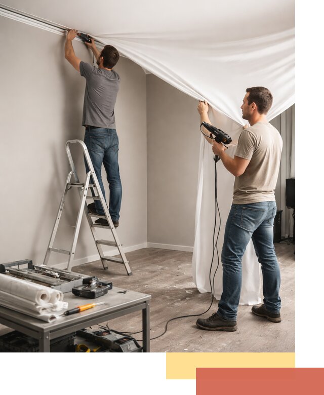 Монтаж натяжного потолка в студии в Малоярославце