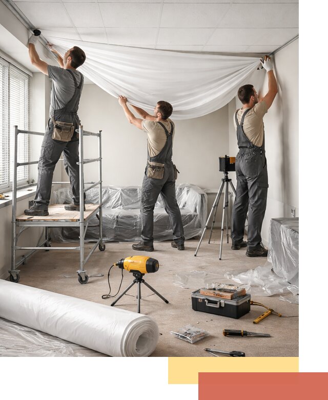 Монтаж натяжного потолка в офисе в Малоярославце