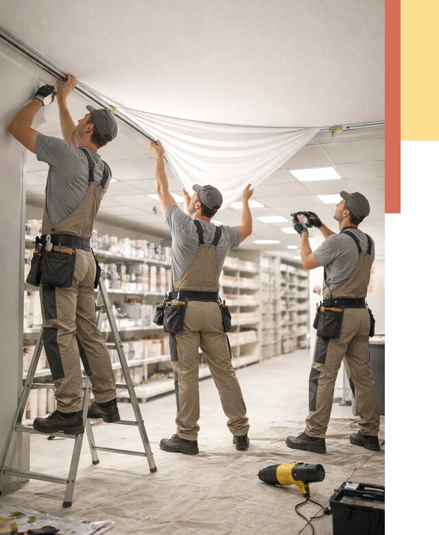 Монтаж натяжного потолка в магазине в Малоярославце от 4654 руб. быстро и недорого | ОТДЕЛОЧНИК-Млр