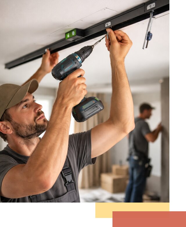 Установка трековых светильников в натяжной потолок в Малоярославце