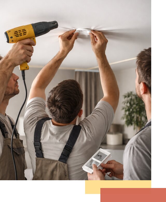 Ремонт прокола полотна натяжного потолка в Малоярославце