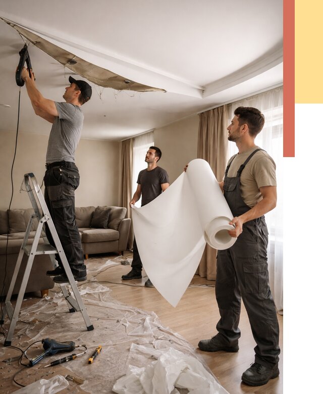 Замена полотна натяжного потолка в Малоярославце от 9825 руб. быстро и недорого | ОТДЕЛОЧНИК-Млр