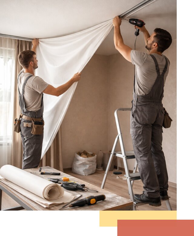 Замена полотна натяжного потолка в Малоярославце быстро и качественно