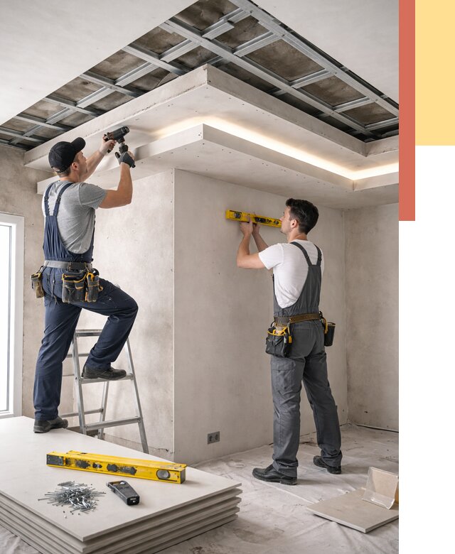 Двухуровневый потолок из гипсокартона в Малоярославце от 1500 руб. под ключ | ОТДЕЛОЧНИК-Млр