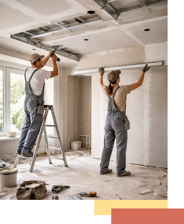 Монтаж многоуровневого потолка из гипсокартона в Малоярославце