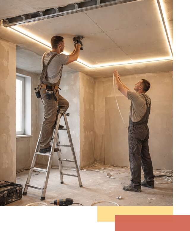 Потолок из гипсокартона с подсветкой в Малоярославце