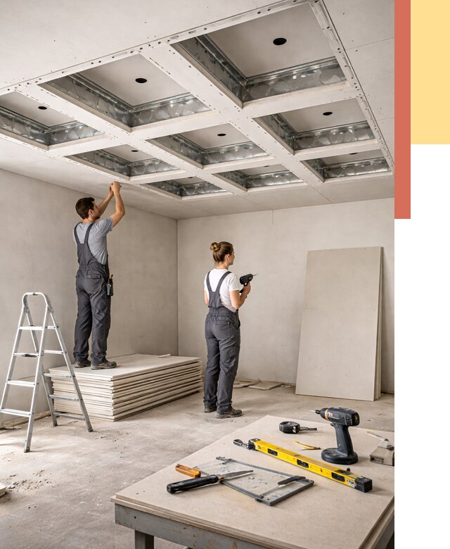 Кессонный потолок из гипсокартона в Малоярославце от 1913 руб. — монтаж и под ключ | ОТДЕЛОЧНИК-Млр