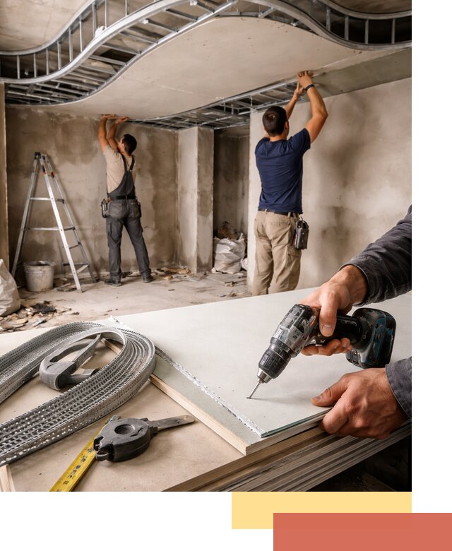 Криволинейный потолок из гипсокартона в Малоярославце — монтаж и отделка