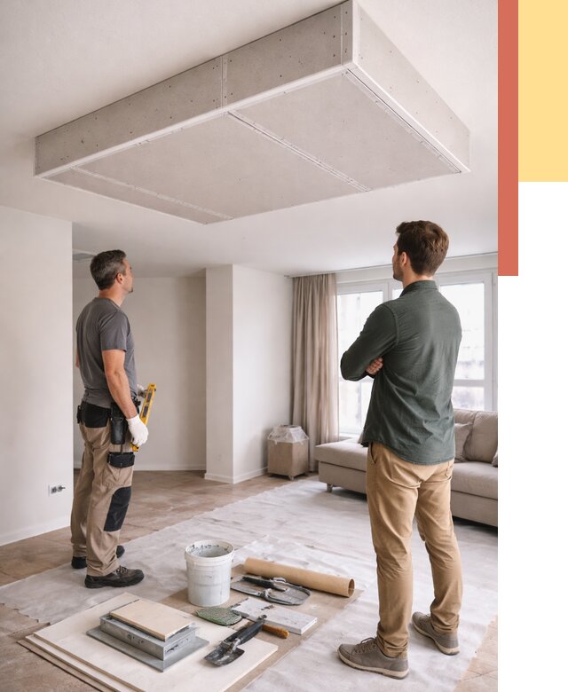 Короб на потолке из гипсокартона в Малоярославце от 2275 руб. — монтаж и услуги под ключ | ОТДЕЛОЧНИК-Млр