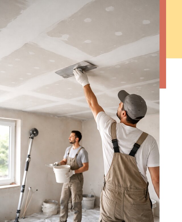 Шпаклевка потолка из гипсокартона в Малоярославце от 3309 руб./м2 — услуги под ключ | ОТДЕЛОЧНИК-Млр