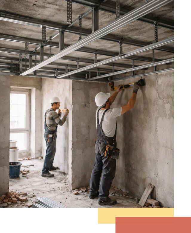 Монтаж каркаса потолка из профильного профиля в Малоярославце