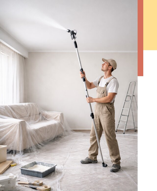 Покраска потолка краскопультом в Малоярославце от 4654 руб. быстро и недорого | ОТДЕЛОЧНИК-Млр