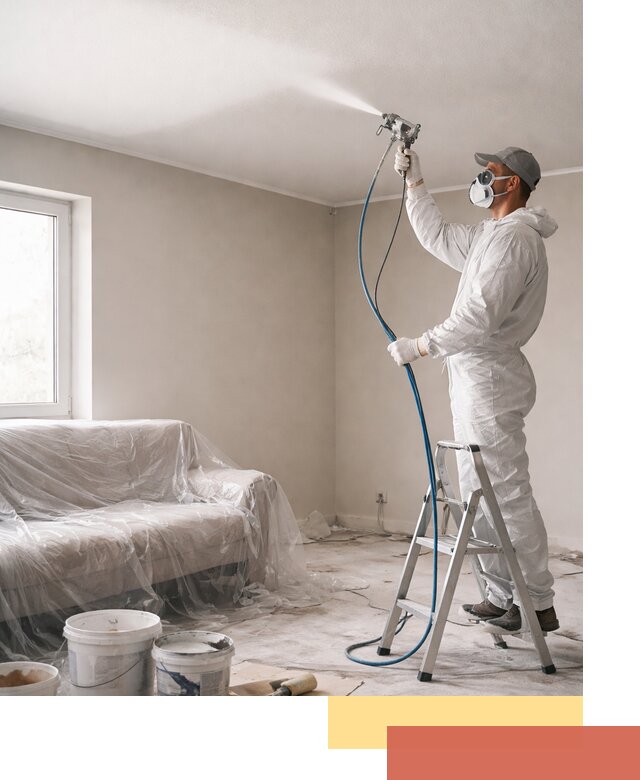 Покраска потолка краскопультом в Малоярославце быстро и качественно