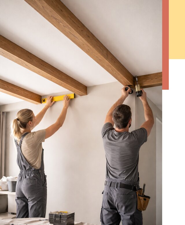 Монтаж декоративных балок на потолок в Малоярославце от 4344 руб. — ОТДЕЛОЧНИК-Млр